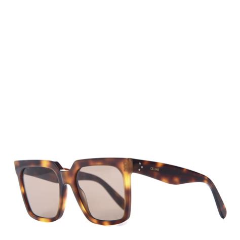 CELINE Acetate Polarized Square Sunglasses CL4055 Havana .